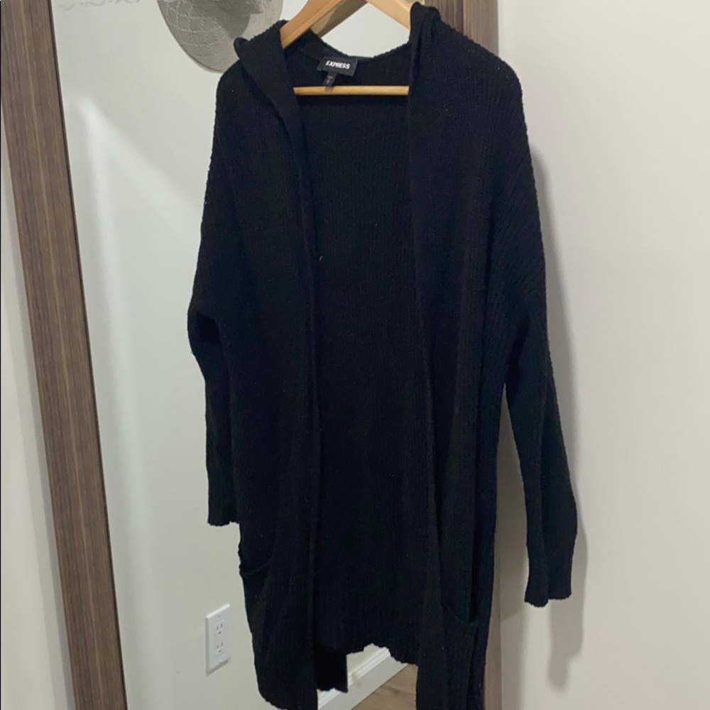 Black express long seater with hood